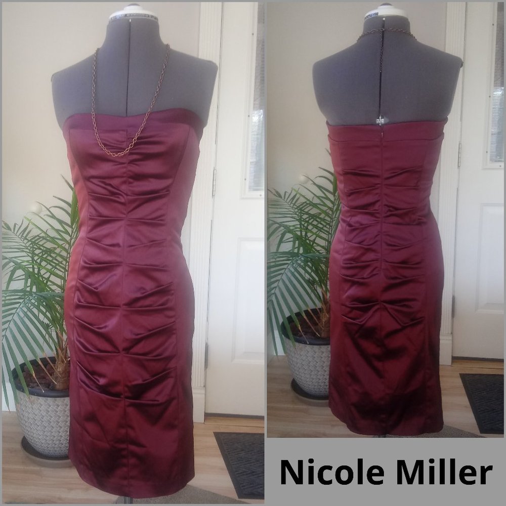 Nicole Miller Brick Strapless Maxi Dress Perfect for Holiday Parties!!!!